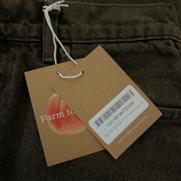 NWT Reformation Tazz Denim Skirt Espresso Brown Size 26 - Picture 4 of 9